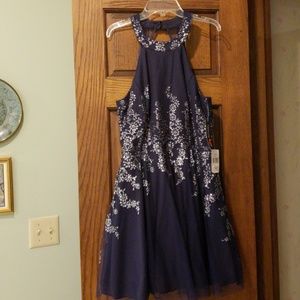 Navy Halter Party Dress